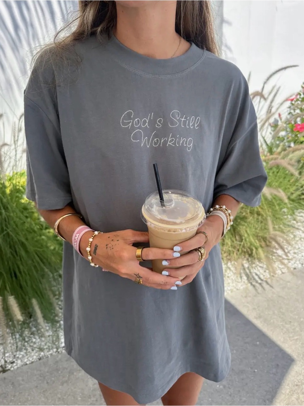 Elevated Faith God's Still Working Short Sleeve Tee - Gray